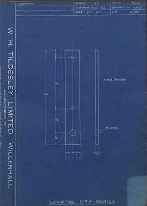 Albion Motors 7754D Supporting Strip - Nearside WH Tildesley Forging Technical Drawing