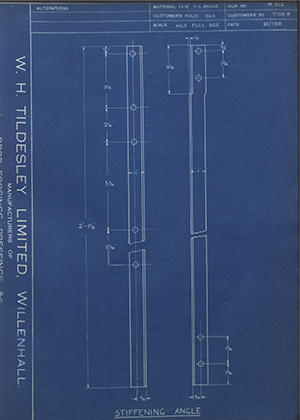 Albion Motors 7756A Stiffening Angle WH Tildesley Forging Technical Drawing