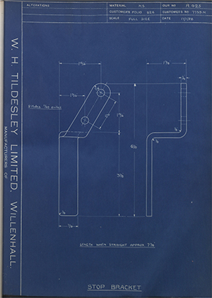 Albion Motors 7759M Stop Bracket WH Tildesley Forging Technical Drawing