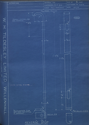 Albion Motors 7770K Reverse Stop WH Tildesley Forging Technical Drawing