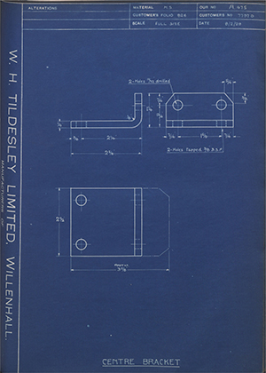 Albion Motors 7797D Centre Bracket WH Tildesley Forging Technical Drawing