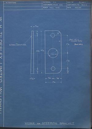 Albion Motors 7812D Wedge for Steering Bracket WH Tildesley Forging Technical Drawing