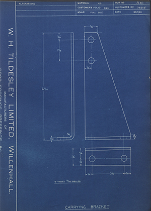 Albion Motors 7821D Carrying Bracket WH Tildesley Forging Technical Drawing