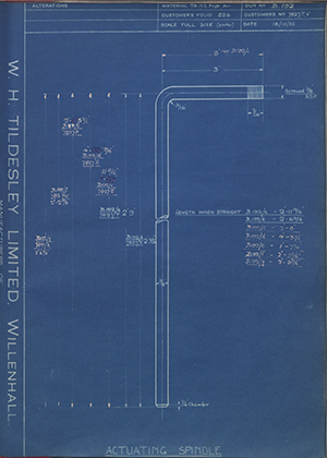 Albion Motors 7827/T.V Actuating Spindle WH Tildesley Forging Technical Drawing