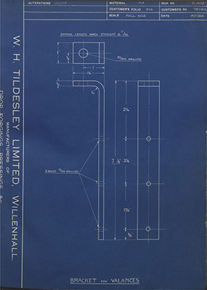 Albion Motors 7978C Bracket for Valances WH Tildesley Forging Technical Drawing