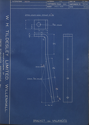 Albion Motors 7978D Bracket for Valances WH Tildesley Forging Technical Drawing