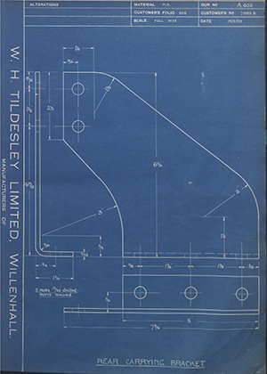 Albion Motors 7982B Rear Carrying Bracket WH Tildesley Forging Technical Drawing