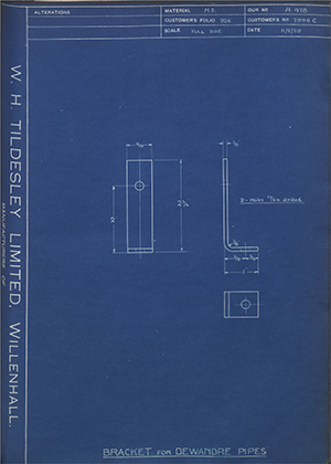 Albion Motors 7996C Bracket for Delaware Pipes WH Tildesley Forging Technical Drawing