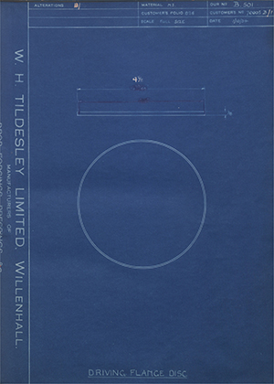 Albion Motors 80005B/1 Driving Flange Disc WH Tildesley Forging Technical Drawing