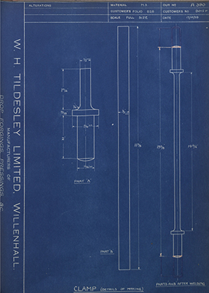 Albion Motors 8015P Clamp (Details of Marking) WH Tildesley Forging Technical Drawing