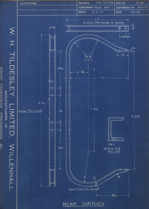 Albion Motors 8027B Rear Carrier WH Tildesley Forging Technical Drawing