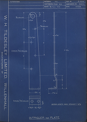 Albion Motors 8027L Outrigger for Plate WH Tildesley Forging Technical Drawing