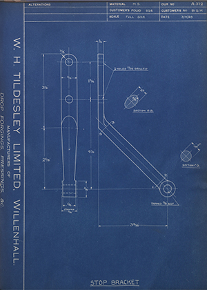 Albion Motors 8121K Stop Bracket WH Tildesley Forging Technical Drawing