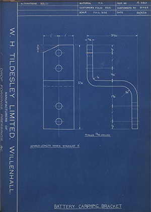 Albion Motors 8146E Battery Carrying Bracket WH Tildesley Forging Technical Drawing