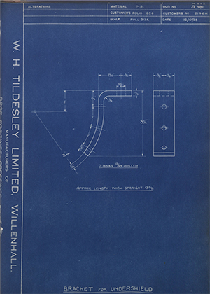 Albion Motors 8146H Bracket for Undershield WH Tildesley Forging Technical Drawing