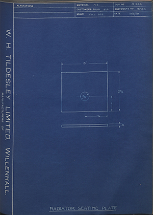 Albion Motors 8157D Radiator Seating Plate WH Tildesley Forging Technical Drawing