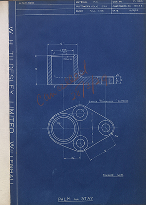 Albion Motors 8173E Palm for Stay WH Tildesley Forging Technical Drawing