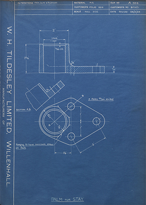 Albion Motors 8173E1 Palm for Stay WH Tildesley Forging Technical Drawing