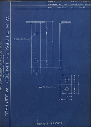 Albion Motors 8180C Support Bracket WH Tildesley Forging Technical Drawing