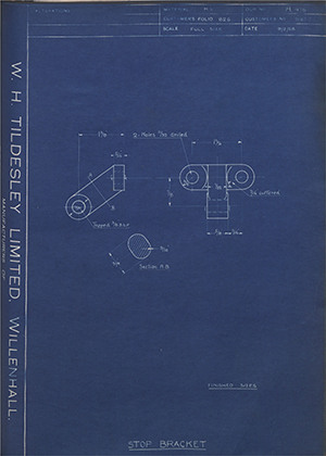 Albion Motors 8187J Stop Bracket WH Tildesley Forging Technical Drawing