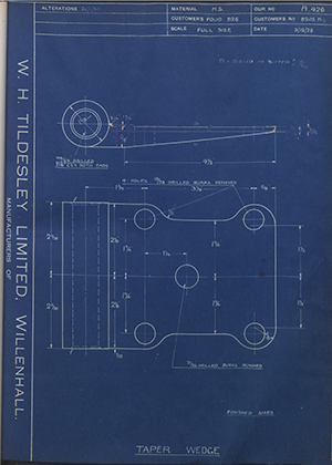 Albion Motors 8205H2 Taper Wedge WH Tildesley Forging Technical Drawing