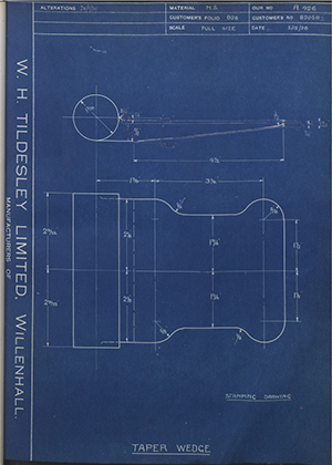 Albion Motors 8205H2 Taper Wedge WH Tildesley Forging Technical Drawing