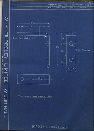 Albion Motors 8222A Bracket for Side Plate WH Tildesley Forging Technical Drawing