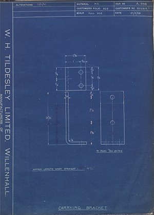 Albion Motors 8268R/1 Carrying Bracket WH Tildesley Forging Technical Drawing