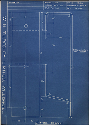 Albion Motors 8405B Locating Bracket WH Tildesley Forging Technical Drawing