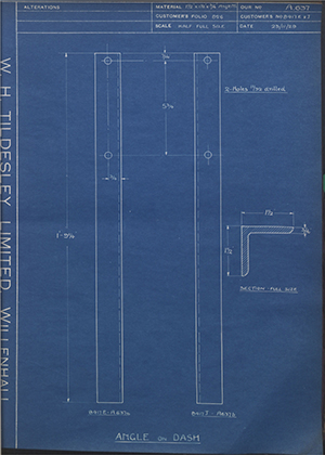 Albion Motors 8417E & J Angle on Dash WH Tildesley Forging Technical Drawing