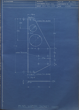 Albion Motors 8627A Rear Water Jacket Door WH Tildesley Forging Technical Drawing