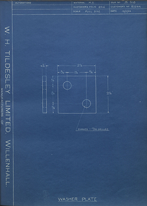 Albion Motors 8729K Washer Plate WH Tildesley Forging Technical Drawing