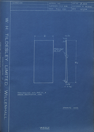 Albion Motors 8773D1 Wedge WH Tildesley Forging Technical Drawing