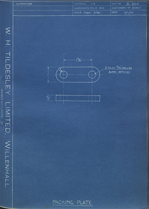 Albion Motors 8792J Packing Plate WH Tildesley Forging Technical Drawing