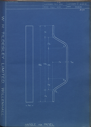 Albion Motors 8794D Handle for Panel WH Tildesley Forging Technical Drawing