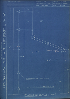 Albion Motors 8799V Bracket for Exhaust Pipe WH Tildesley Forging Technical Drawing