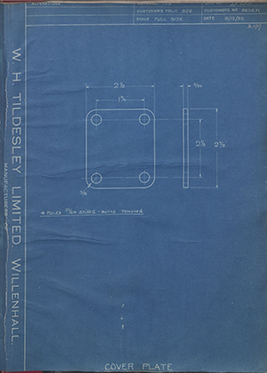 Albion Motors 8836K Cover Plate WH Tildesley Forging Technical Drawing