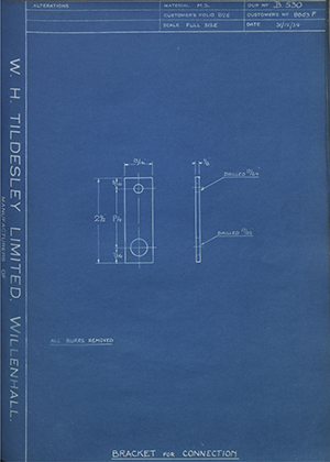 Albion Motors 8863F Bracket for Connection WH Tildesley Forging Technical Drawing