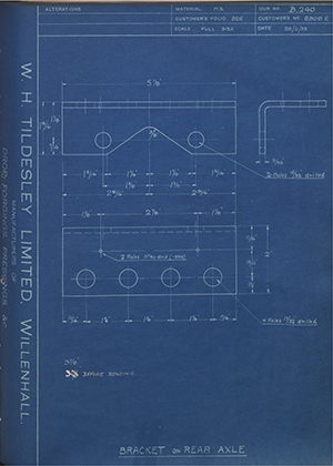 Albion Motors 8908 Bracket for Rear Axle WH Tildesley Forging Technical Drawing