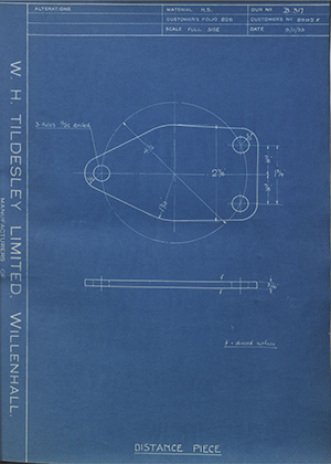 Albion Motors 8992H Distance Piece WH Tildesley Forging Technical Drawing