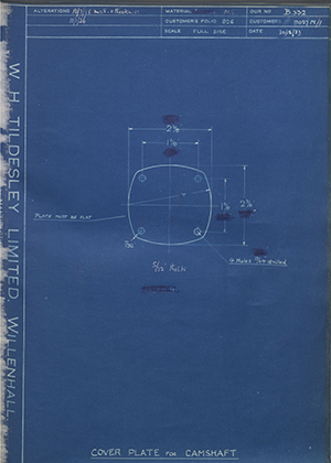 Albion Motors 9027N/1 Cover Plate for Camshaft WH Tildesley Forging Technical Drawing