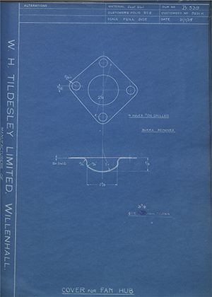 Albion Motors 9031K Cover for Fan Hub WH Tildesley Forging Technical Drawing