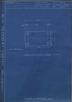 Albion Motors 9035D Cover for Spindles (Rear) WH Tildesley Forging Technical Drawing