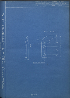 Albion Motors 9047E1 Stop WH Tildesley Forging Technical Drawing