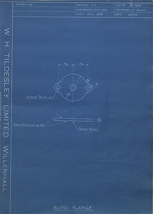 Albion Motors 9050L Blind Flange WH Tildesley Forging Technical Drawing