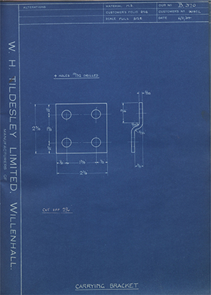 Albion Motors 9095L Carrying Bracket WH Tildesley Forging Technical Drawing