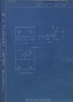 Albion Motors 9101E Bracket for Wing WH Tildesley Forging Technical Drawing