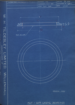 Albion Motors 9126C Nut - Differential Casing Bearings WH Tildesley Forging Technical Drawing