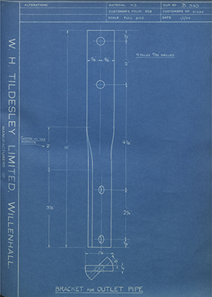 Albion Motors 9129E Bracket for Outlet Pipe WH Tildesley Forging Technical Drawing