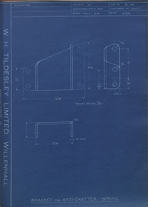 Albion Motors 9135N Bracket for Anti-Chatter Spring WH Tildesley Forging Technical Drawing